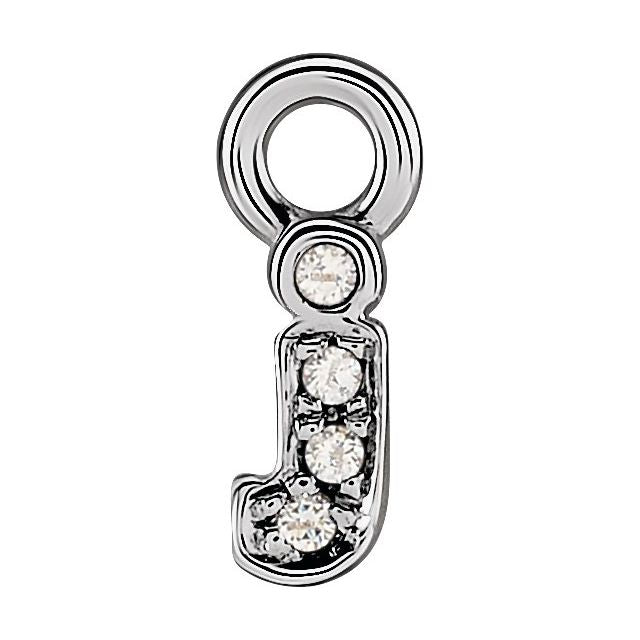14K Yellow Or White Or Rose Gold Round .75 Mm I1, H+ Polished Natural Diamond Lowercase Initial Dangle