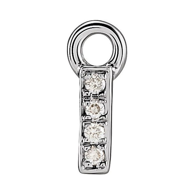 14K Yellow Or White Or Rose Gold Round .75 Mm I1, H+ Polished Natural Diamond Lowercase Initial Dangle