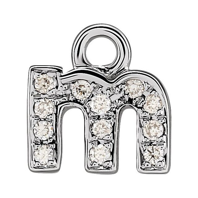 14K Yellow Or White Or Rose Gold Round .75 Mm I1, H+ Polished Natural Diamond Lowercase Initial Dangle