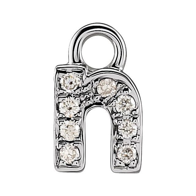 14K Yellow Or White Or Rose Gold Round .75 Mm I1, H+ Polished Natural Diamond Lowercase Initial Dangle