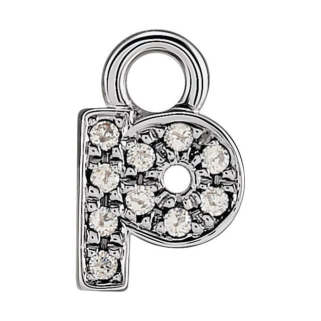 14K Yellow Or White Or Rose Gold Round .75 Mm I1, H+ Polished Natural Diamond Lowercase Initial Dangle