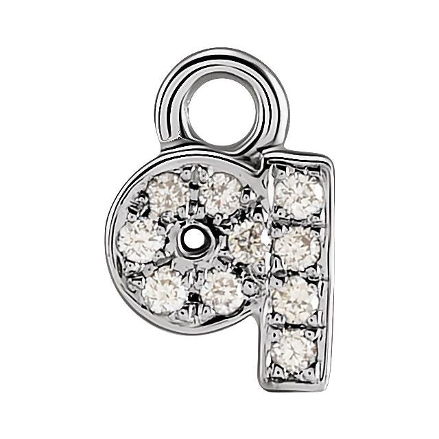 14K Yellow Or White Or Rose Gold Round .75 Mm I1, H+ Polished Natural Diamond Lowercase Initial Dangle