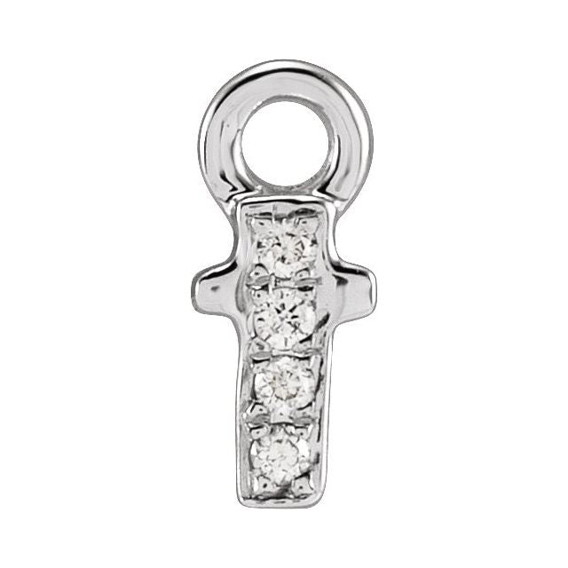 14K Yellow Or White Or Rose Gold Round .75 Mm I1, H+ Polished Natural Diamond Lowercase Initial Dangle