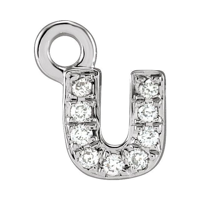 14K Yellow Or White Or Rose Gold Round .75 Mm I1, H+ Polished Natural Diamond Lowercase Initial Dangle