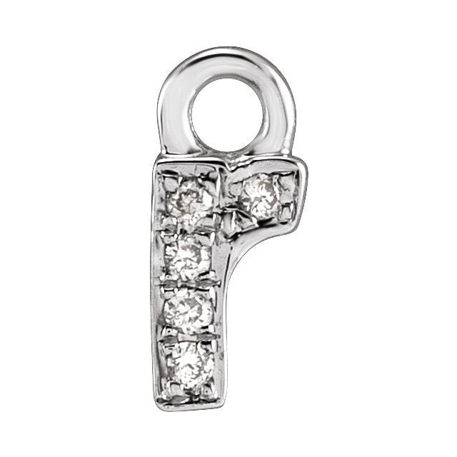 14K Yellow Or White Or Rose Gold Round .75 Mm I1, H+ Polished Natural Diamond Lowercase Initial Dangle