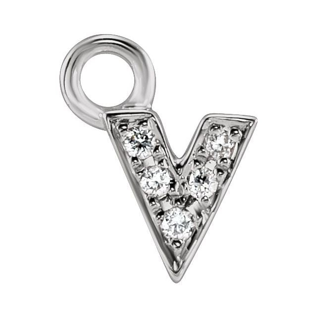 14K Yellow Or White Or Rose Gold Round .75 Mm I1, H+ Polished Natural Diamond Lowercase Initial Dangle