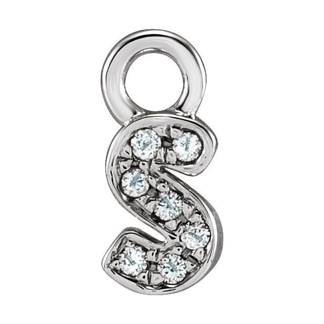 14K Yellow Or White Or Rose Gold Round .75 Mm I1, H+ Polished Natural Diamond Lowercase Initial Dangle