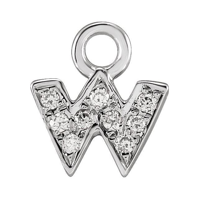 14K Yellow Or White Or Rose Gold Round .75 Mm I1, H+ Polished Natural Diamond Lowercase Initial Dangle