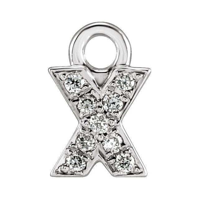 14K Yellow Or White Or Rose Gold Round .75 Mm I1, H+ Polished Natural Diamond Lowercase Initial Dangle