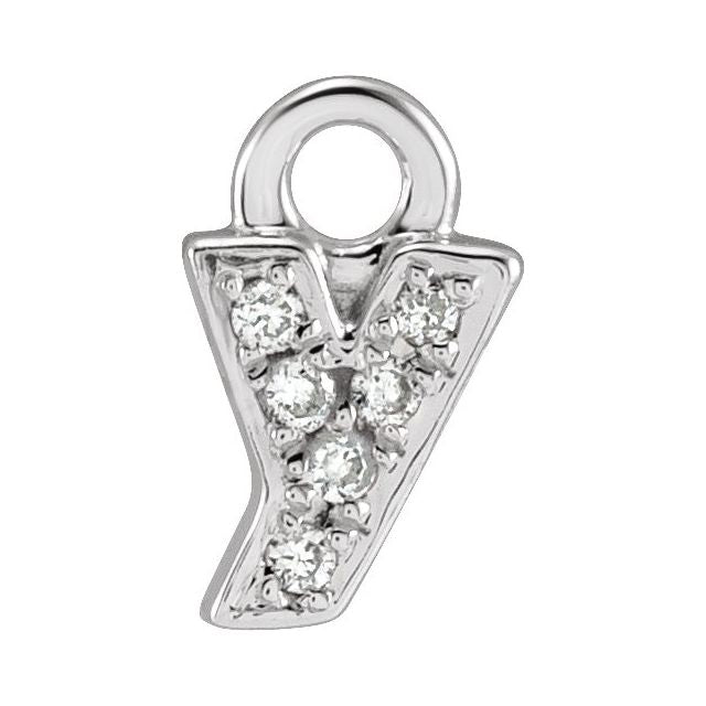 14K Yellow Or White Or Rose Gold Round .75 Mm I1, H+ Polished Natural Diamond Lowercase Initial Dangle