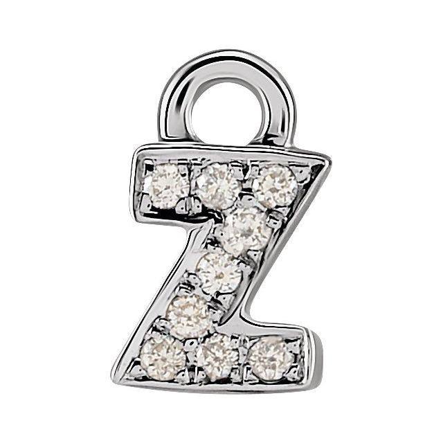 14K Yellow Or White Or Rose Gold Round .75 Mm I1, H+ Polished Natural Diamond Lowercase Initial Dangle