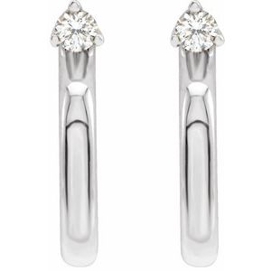 Sterling Silver Round 2 Mm .06 Ctw Natural Diamond C-Hoop Earrings