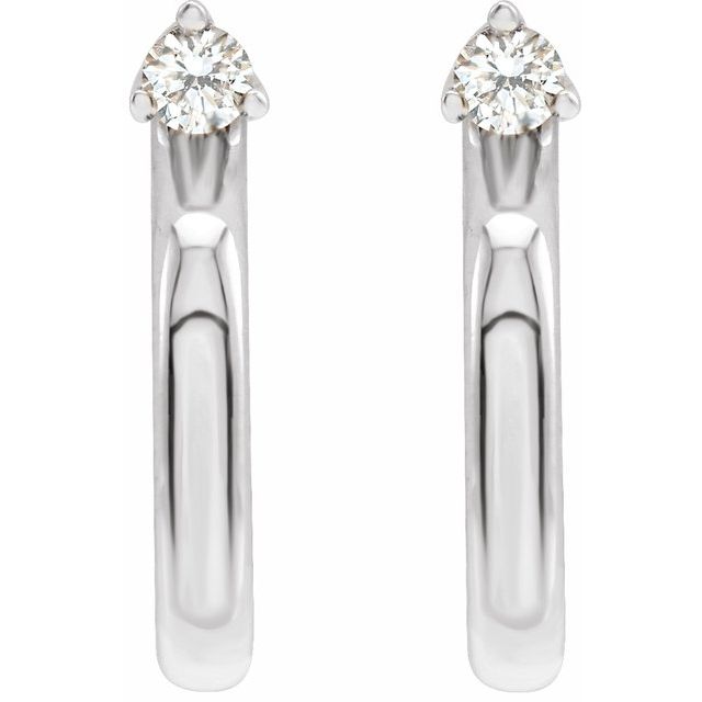 14K Yellow Or White Gold 2 Mm Round Friction Back Polished .06 Ctw Natural Diamond C-Hoop Earrings