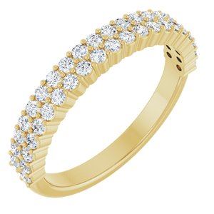 14K Yellow Gold Round 1.5 Mm 1/2 Ctw Lab-Grown Diamond Double Row Anniversary Band Size 7
