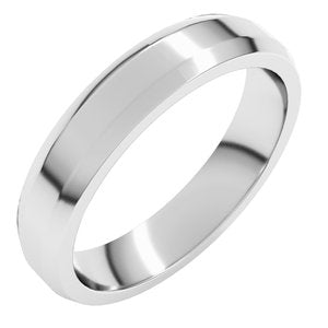 14K White Gold Or Platinum 4 mm Beveled Edge Light Band