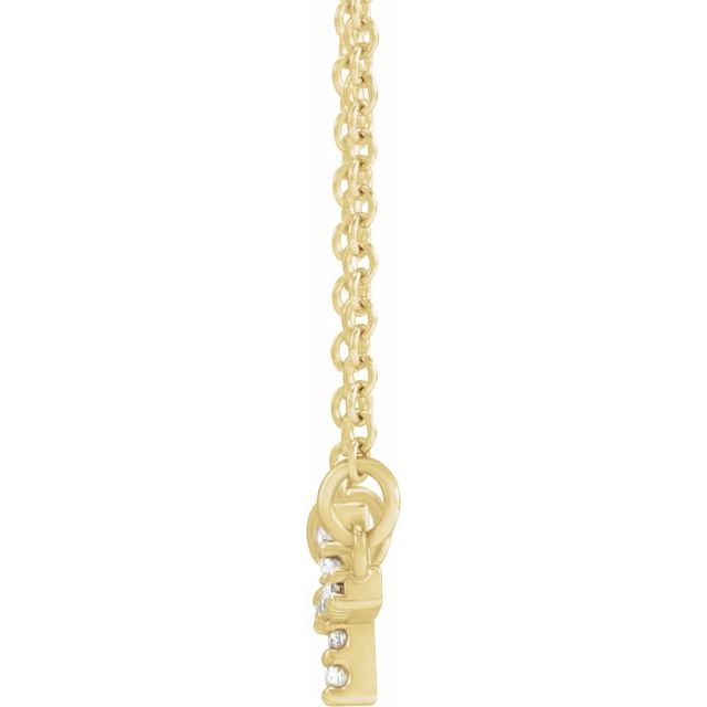14K Yellow Gold Round 12.03 X 5.96 Mm 1Mm I1, G-H 16-18 In Polished .05 Ctw Natural Diamond Sideways Cross Necklace
