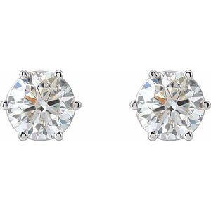 14K White Gold Round 6.3Mm Si1-Si2, Gh 2 Ctw Lab-Grown Diamond 6-Prong Wire Basket Friction Back Earrings