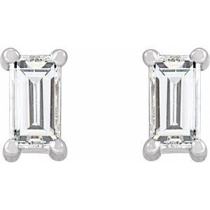 14K White Gold Straight Baguette 4.5 X 2 Mm 1/4 Ctw Lab-Grown Diamond 4-Prong Basket Earrings