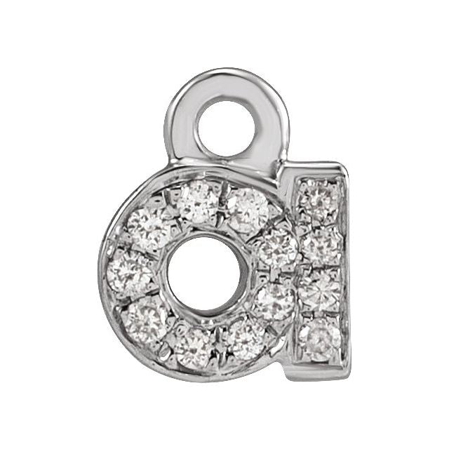 14K Yellow Or White Or Rose Gold Round .75 Mm I1, H+ Polished Natural Diamond Lowercase Initial Dangle