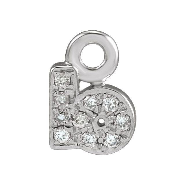 14K Yellow Or White Or Rose Gold Round .75 Mm I1, H+ Polished Natural Diamond Lowercase Initial Dangle