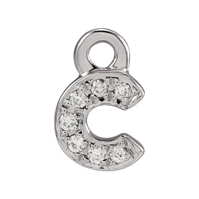 14K Yellow Or White Or Rose Gold Round .75 Mm I1, H+ Polished Natural Diamond Lowercase Initial Dangle