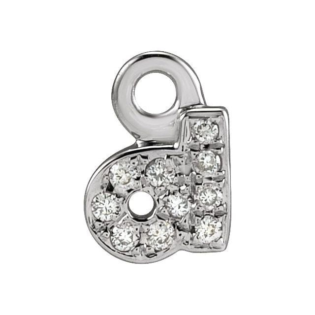 14K Yellow Or White Or Rose Gold Round .75 Mm I1, H+ Polished Natural Diamond Lowercase Initial Dangle