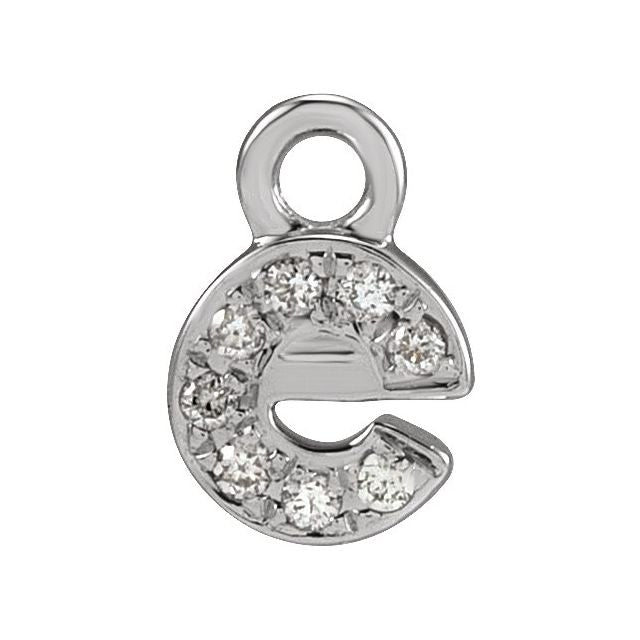 14K Yellow Or White Or Rose Gold Round .75 Mm I1, H+ Polished Natural Diamond Lowercase Initial Dangle