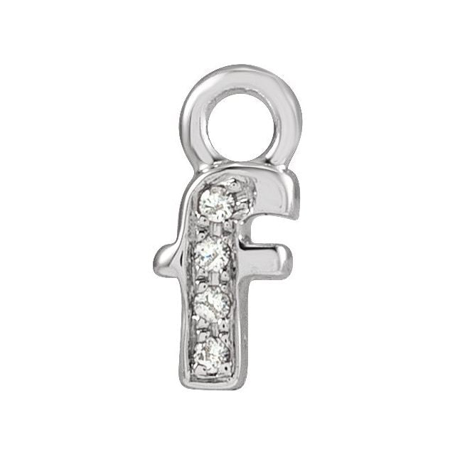 14K Yellow Or White Or Rose Gold Round .75 Mm I1, H+ Polished Natural Diamond Lowercase Initial Dangle