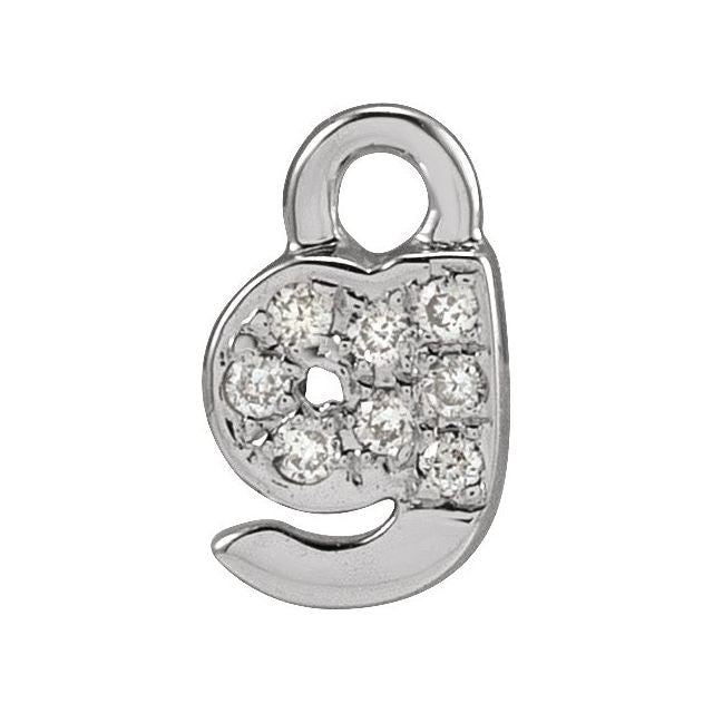 14K Yellow Or White Or Rose Gold Round .75 Mm I1, H+ Polished Natural Diamond Lowercase Initial Dangle