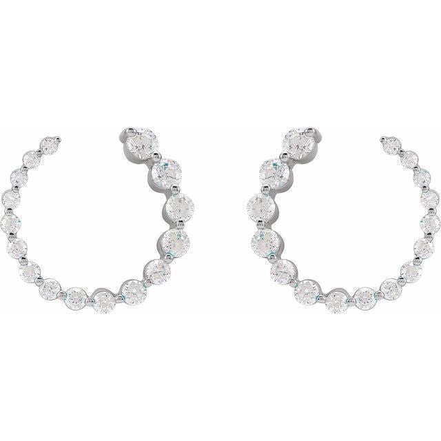14K Yellow Or White Gold 15 X 15 Mm Round 2.4Mm Pair Friction Back Polished 7/8 Ctw Lab-Grown Diamond Front-Back Earrings