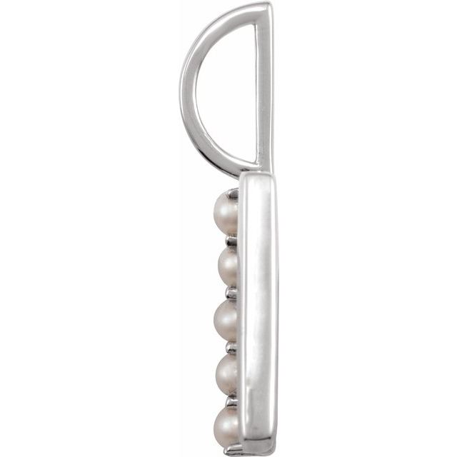 14K White Gold 2 Mm Polished Cultured White Freshwater Pearl Initial D Charm/Pendant