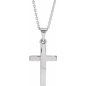 14K Yellow Or White Or Rose Gold 18 In Polished Cross Necklace