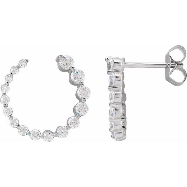 14K Yellow Or White Gold 15 X 15 Mm Round 2.4Mm Pair Friction Back Polished 7/8 Ctw Lab-Grown Diamond Front-Back Earrings