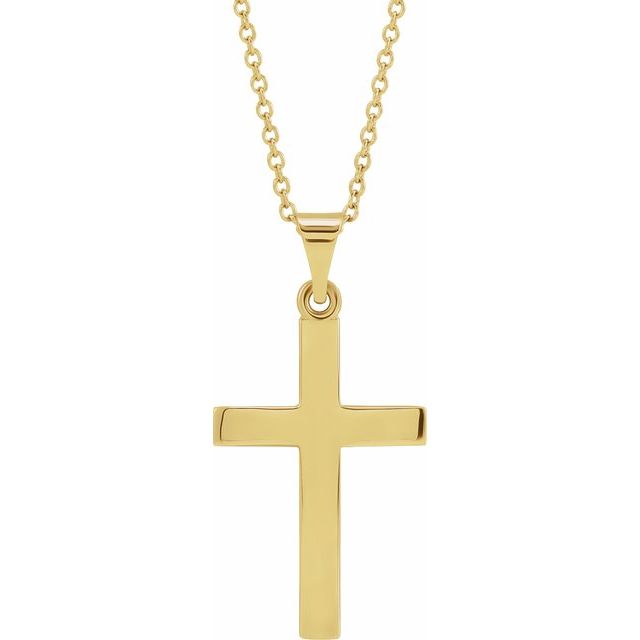 14K White Gold Or Platinum 15.23 X 7.38 Mm 18 In Polished Cross Necklace