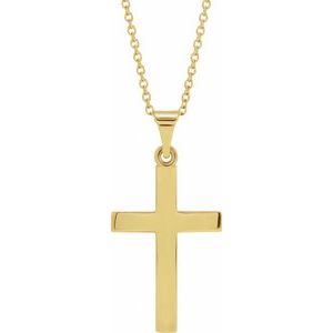 18K Yellow Gold-Plated Sterling Silver 18 In Polished Cross Necklace