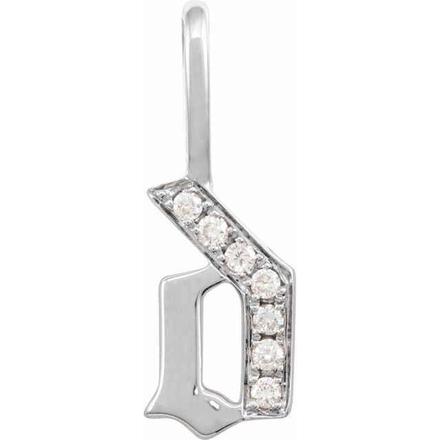 14K Yellow Or White Gold Round I1, H+ Polished Natural Diamond Gothic Initial Charm/Pendant