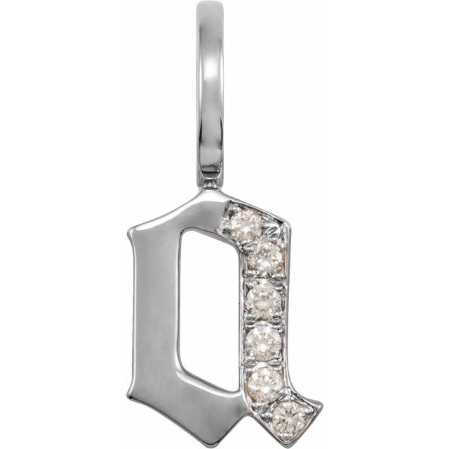 14K Yellow Or White Gold Round I1, H+ Polished Natural Diamond Gothic Initial Charm/Pendant