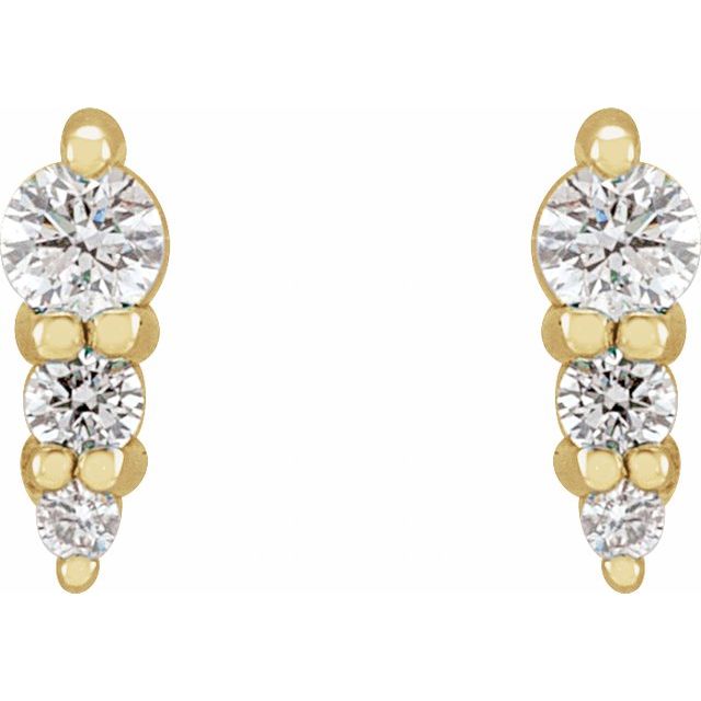 14K Yellow Or White Gold 3-Stone 2Mm I1, Gh Polished .08 Ctw Natural Diamond Three-Stone Graduated Earrings