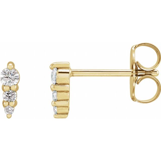 14K Yellow Or White Gold 3-Stone 2Mm I1, Gh Polished .08 Ctw Natural Diamond Three-Stone Graduated Earrings