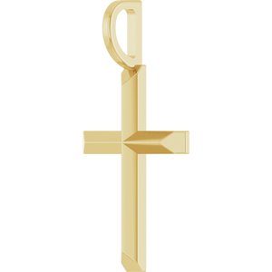 18K Yellow Gold-Plated Sterling Silver 20 X 11 Mm Polished Knife Edge Cross Pendant