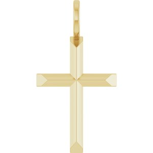 18K Yellow Gold-Plated Sterling Silver 20 X 11 Mm Polished Knife Edge Cross Pendant