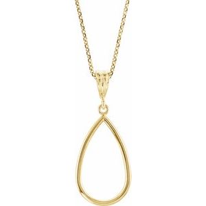 14K Yellow Gold 30.1 X 12.8 Mm 18 In Polished Teardrop Necklace