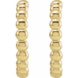 14K Yellow Gold Pair Beaded Hoop Earrings, Length: 17 Mm, Thickness: 2.5 Mm