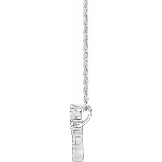 14K White Gold Round 2.9Mm Si, G-H 18 In Polished 1/2 Ctw Lab-Grown Diamond Cross Necklace