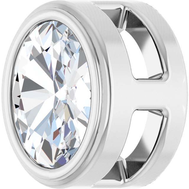 14K White Or Rose Gold Oval 4 X 3Mm Vs/Si1, Ghi Polished 1/10 Ct Natural Rose-Cut Diamond Solitaire Bezel-Set Slide
