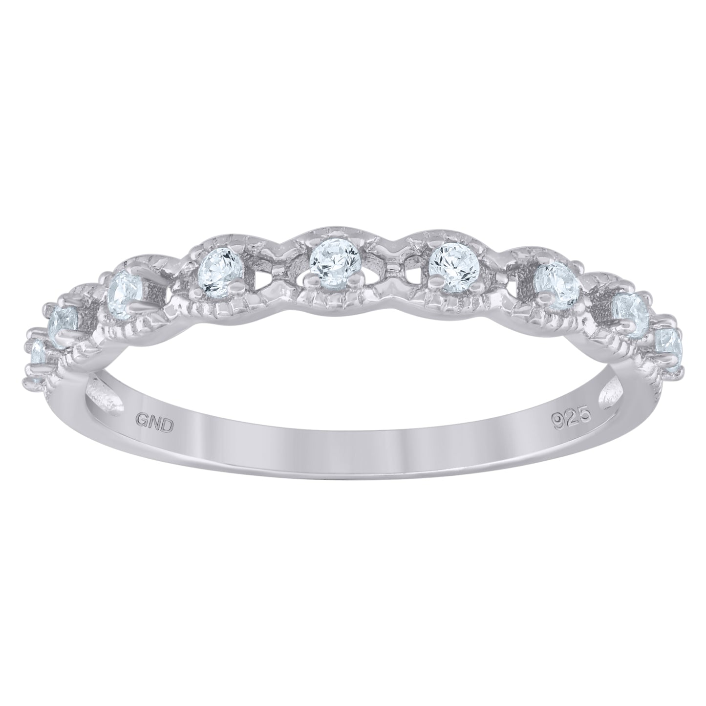 Sterling Silver Womens Cubic Zirconia Semi-Eternity Bridal Anniversary Engagement Wedding Band Ring