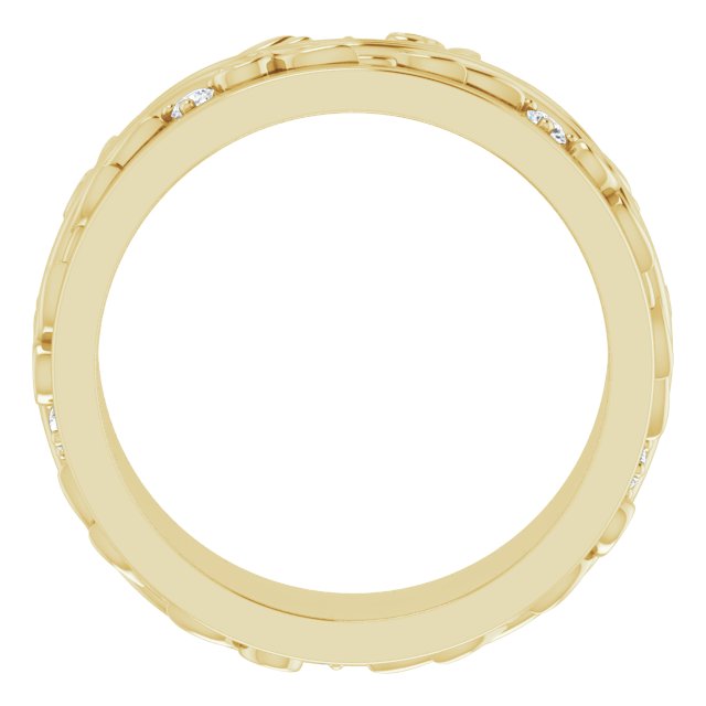 14K Yellow Gold Round 1.8 Mm Si2-Si3, G-H Polished 1/6 Ctw Natural Diamond Band, Size 7.5
