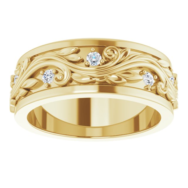 14K Yellow Gold Round 1.8 Mm Si2-Si3, G-H Polished 1/6 Ctw Natural Diamond Band, Size 6