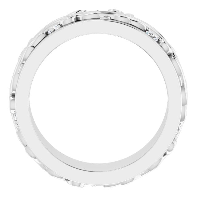14K White Gold Round 1.8 Mm Si2-Si3, G-H Polished 1/6 Ctw Natural Diamond Band, Size 5