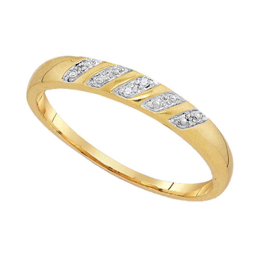10K Yellow Gold His Hers Round Diamond Solitaire Matching Wedding Set 1/10 Cttw, Womens Size: 5-10, Mens Size: 7-13